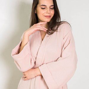 Double Gauze Muslin Cotton Women Summer Kimono Robe Beach Cover